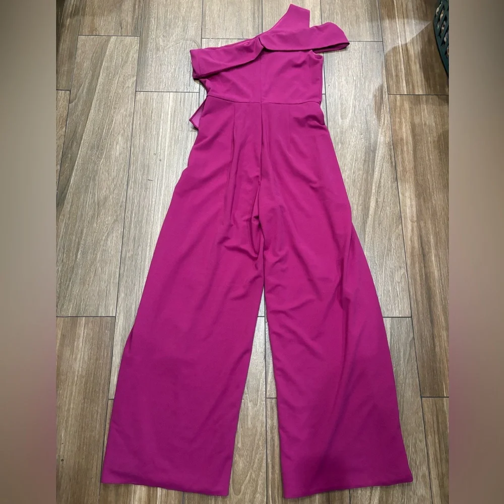 MARINA Pink One Shoulder Jumpsuit with Wide-Leg Design - Picture 2 of 5